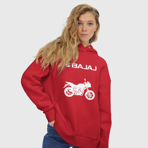 Женское худи Oversize хлопок Bajaj Баджадж motosport, цвет красный - фото 4