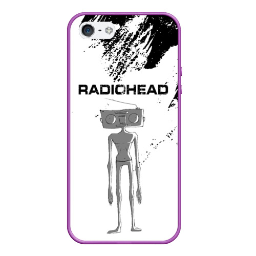 Чехол для iPhone 5/5S матовый Radiohead Радиохед, цвет фиолетовый