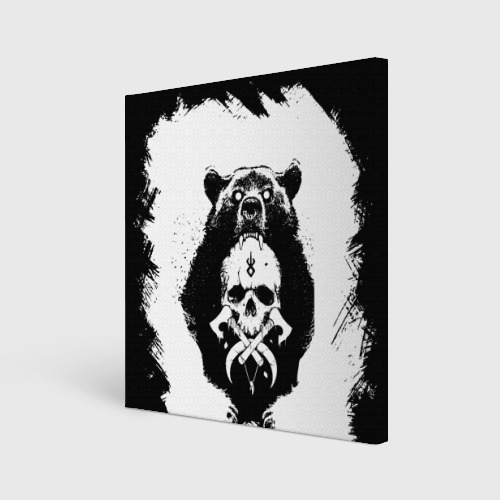 Холст квадратный Медведь С черепом, цвет 3D печать