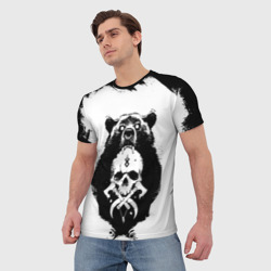 Мужская футболка 3D Медведь С черепом - фото 2