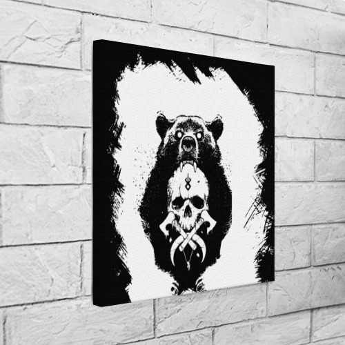 Холст квадратный Медведь С черепом, цвет 3D печать - фото 3
