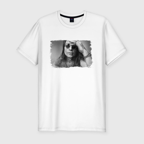 Мужская приталенная футболка из хлопка с принтом Ozzy Osbourne Оззи Осборн, вид спереди №1