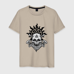 Мужская футболка хлопок Череп викинга с рунами