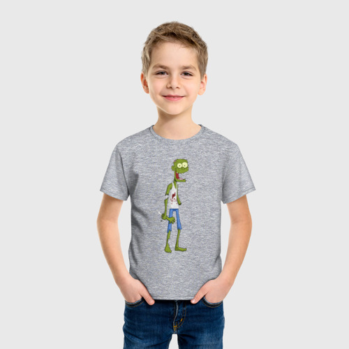 Детская футболка хлопок Зомби, цвет меланж - фото 3
