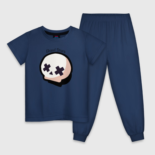 Детская пижама хлопок Бравл старс, цвет темно-синий