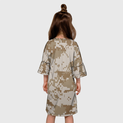 Детское платье 3D с принтом Камуфляжный пиксель, вид сзади #2