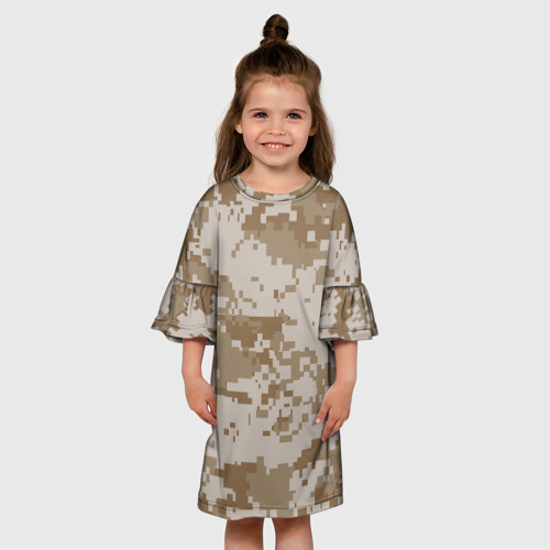Детское платье 3D с принтом Камуфляжный пиксель, вид сбоку #3