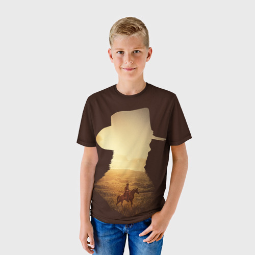 Детская футболка 3D с принтом RDR2 Arthur, фото на моделе #1