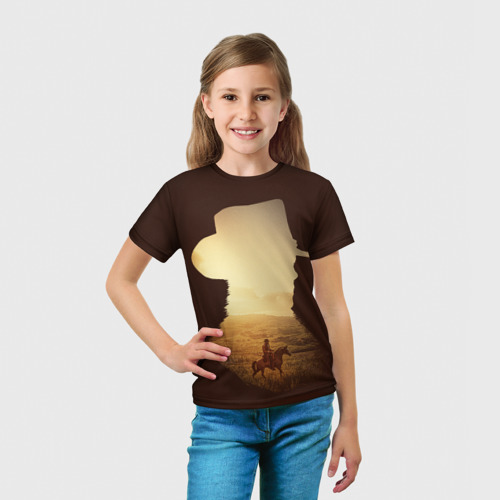 Детская футболка 3D с принтом RDR2 Arthur, вид сбоку #3