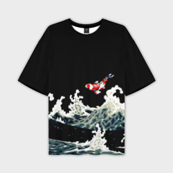 Мужская футболка oversize 3D Карп Кои Волна Япония Рыба
