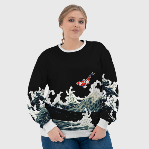 Женский свитшот 3D Карп Кои Волна Япония Рыба, цвет 3D печать - фото 6