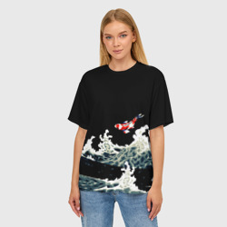 Женская футболка oversize 3D Карп Кои Волна Япония Рыба - фото 2