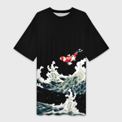 Платье-футболка 3D Карп Кои Волна Япония Рыба