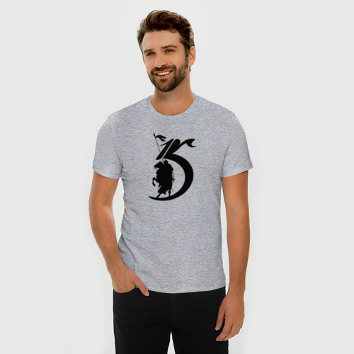 Мужская футболка хлопок Slim Осетия, цвет меланж - фото 3