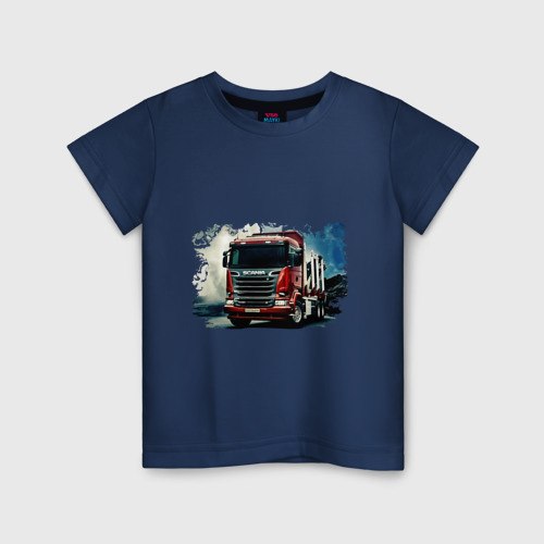 Детская футболка хлопок Scania Дальнобой, цвет темно-синий