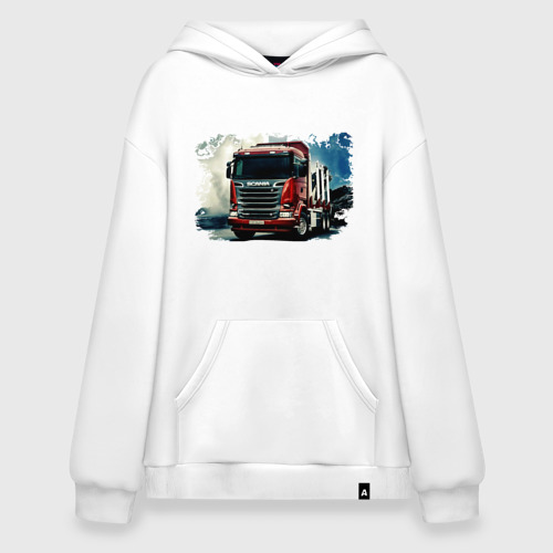 Худи SuperOversize хлопок Scania Дальнобой, цвет белый