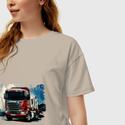 Женская футболка хлопок Oversize Scania Дальнобой - фото 2