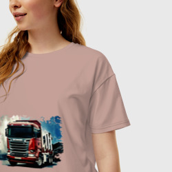 Женская футболка хлопок Oversize Scania Дальнобой - фото 2