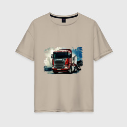 Женская футболка хлопок Oversize Scania Дальнобой