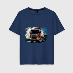 Женская футболка хлопок Oversize Scania Дальнобой