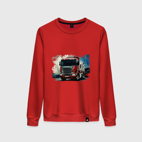 Женский свитшот хлопок Scania Дальнобой, цвет красный