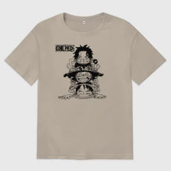 Мужская футболка хлопок Oversize Эйс, Луффи и Сабо - Братство ASL