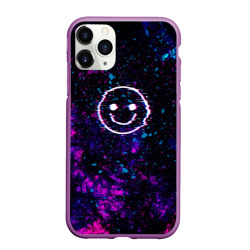 Чехол для iPhone 11 Pro Max матовый Glitch smile глитч смайл