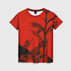 Женская футболка 3D Красное растительное