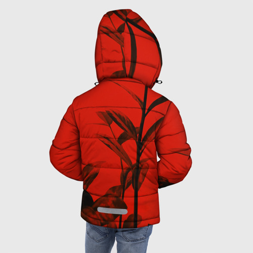 Зимняя куртка для мальчиков 3D Красное растительное, цвет светло-серый - фото 4