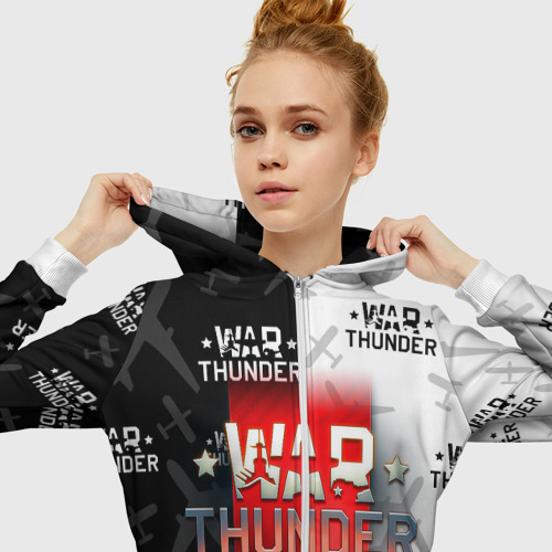Женская толстовка 3D на молнии War thunder Вар Тандер, цвет белый - фото 5