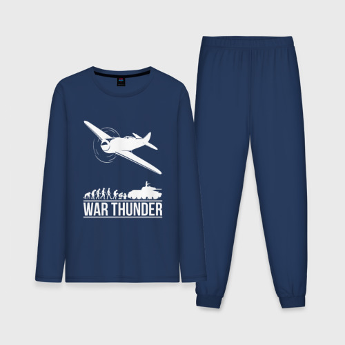 Мужская пижама с лонгсливом хлопок War thunder Вар Тандер, цвет темно-синий