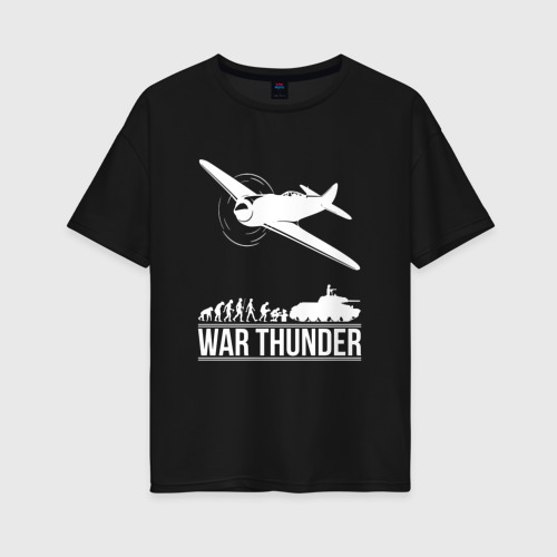 Женская футболка хлопок Oversize War thunder Вар Тандер, цвет черный