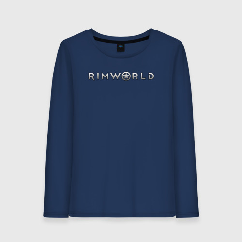 Женский лонгслив хлопок с принтом RimWorld logo, вид спереди #2