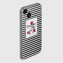 Чехол для iPhone 15 силиконовый с защитой камеры Скетч влюбленные мальчик и девочка  - фото 2