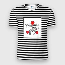 Мужская футболка 3D Slim Скетч влюбленные мальчик и девочка 