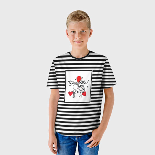 Детская футболка 3D Скетч влюбленные мальчик и девочка , цвет 3D печать - фото 3