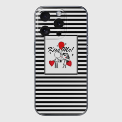 Чехол для iPhone 15 Pro Max силиконовый с защитой камеры Скетч влюбленные мальчик и девочка 