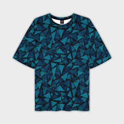 Мужская футболка oversize 3D Синий  полигональный паттерн