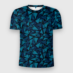 Мужская футболка 3D Slim Синий  полигональный паттерн