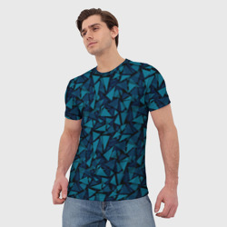 Мужская футболка 3D Синий  полигональный паттерн - фото 2