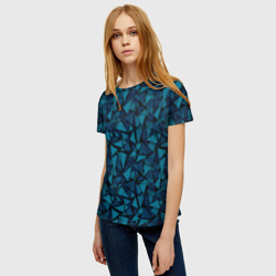Женская футболка 3D Синий  полигональный паттерн - фото 2