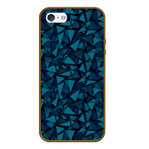 Чехол для iPhone 5/5S матовый Синий  полигональный паттерн, цвет коричневый