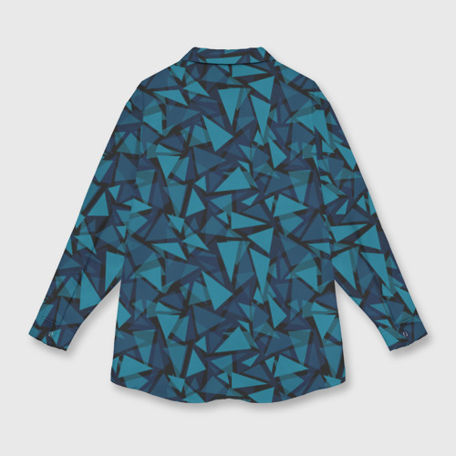 Женская рубашка oversize 3D с принтом Синий  полигональный паттерн, вид сзади #1