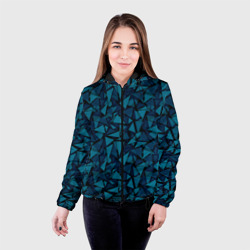 Женская куртка 3D Синий  полигональный паттерн - фото 2