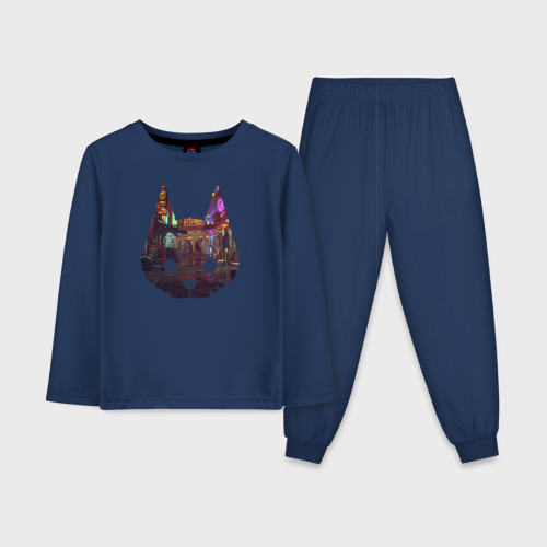Детская пижама с лонгсливом хлопок Stray Game 2021 Кадр из игры, цвет темно-синий
