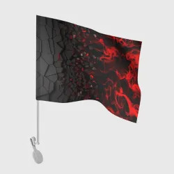 Флаг для автомобиля 3Д Разлом 3D Плиты и огонь
