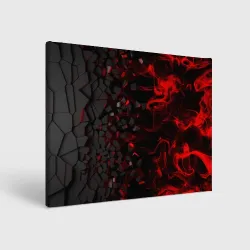 Холст прямоугольный 3Д Разлом 3D Плиты и огонь