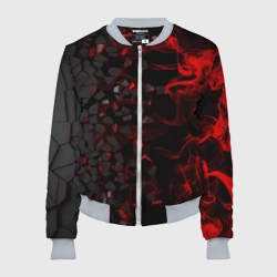 Женский бомбер 3D 3Д Разлом 3D Плиты и огонь