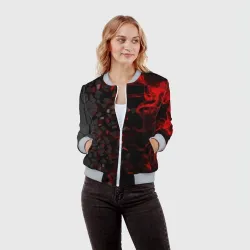 Женский бомбер 3D 3Д Разлом 3D Плиты и огонь - фото 2