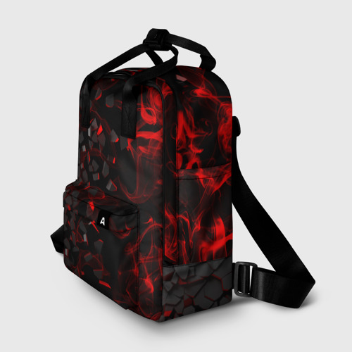 Женский рюкзак 3D с принтом 3Д Разлом | 3D Плиты и огонь, фото на моделе #1
